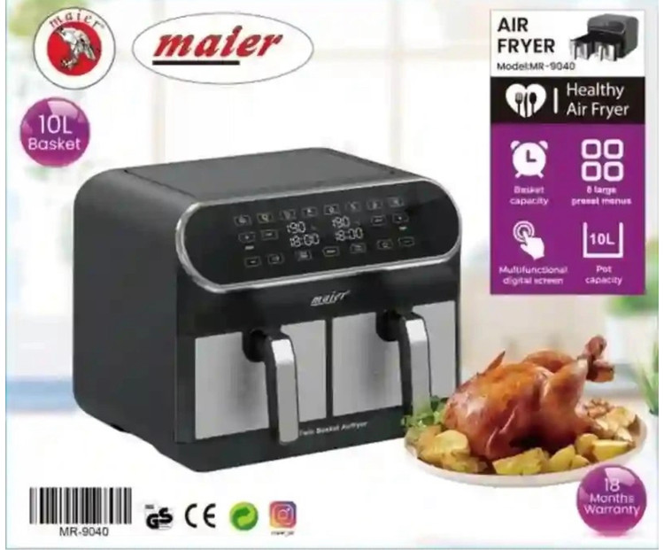سرخ کن رژیمی دوقلو ۱۰ لیتری مایر مدل MR-9040(حمل رایگان )