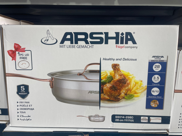 ماهی تابه تک دسته استیل۲۸ سانت دسته مسی مدل SS014_2980