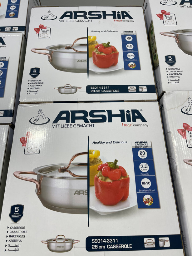 ماهی تابه دو دسته ۲۸ سانت استیل دسته مسی عرشیا مدلSS014_3311