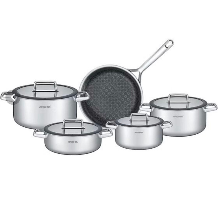 سرویس قابلمه عرشیا مدل SS050-3543 ۹ پارچه استیل کف لیزری(